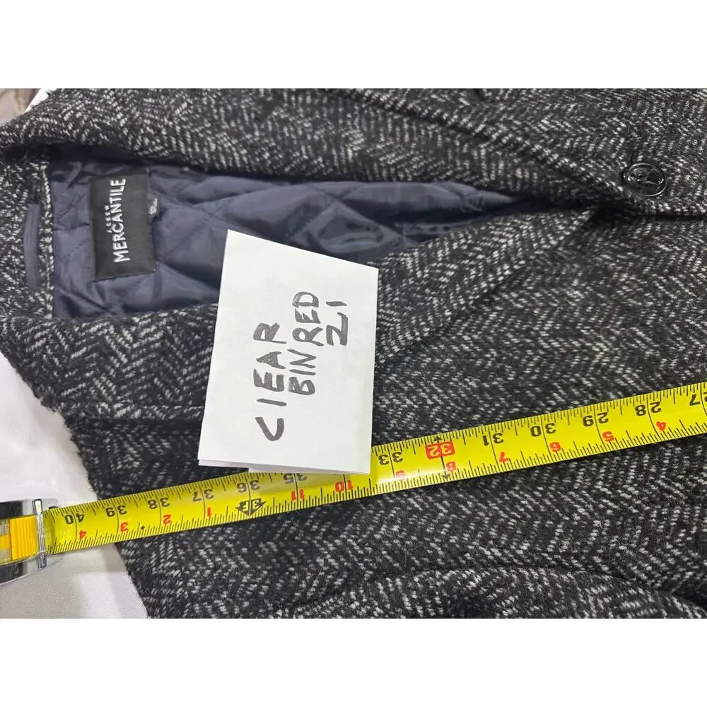 J.Crew Mercantile Men's Gray Charcoal Irish Wool Trench Coat - Size 42 (22x39)